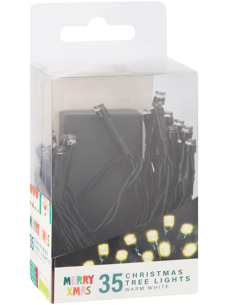 35 White Bulb Christmas Tree Lights Warm