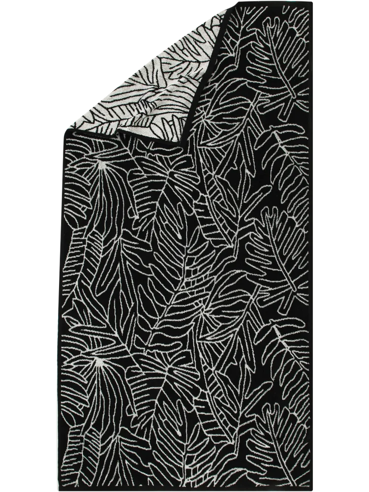 Black and White Leaf Beach Towel
