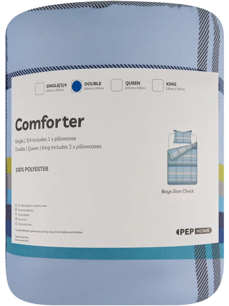 Double Bed Sion Check Microfibre Kids Comfort (1)