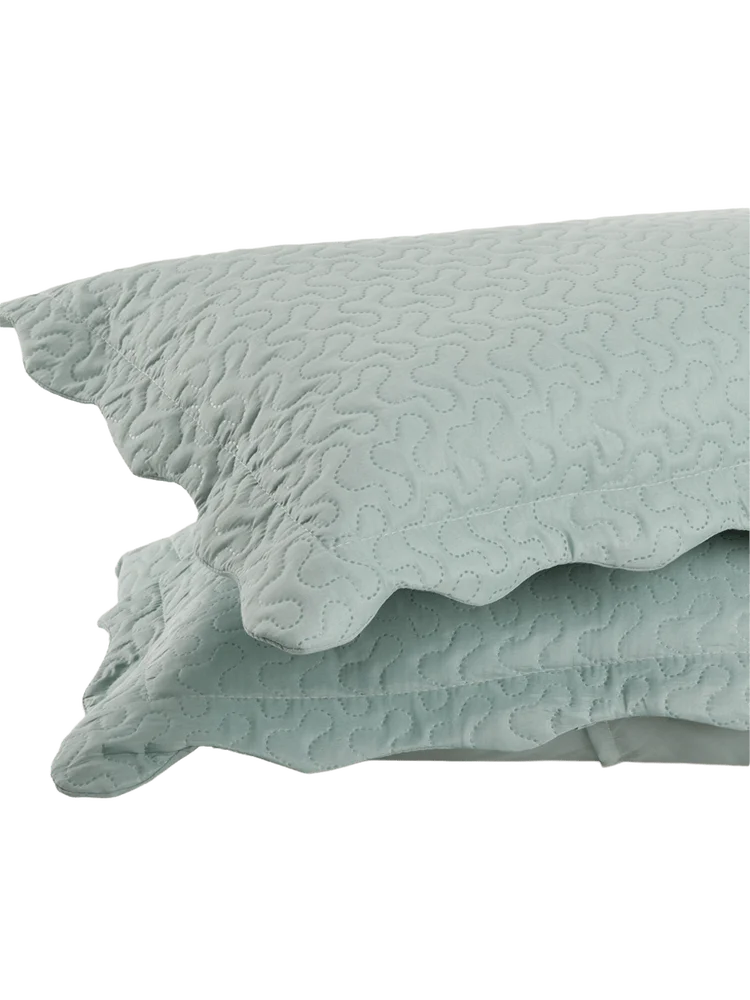 2 Pack Scallop Green Pillow Case (2)