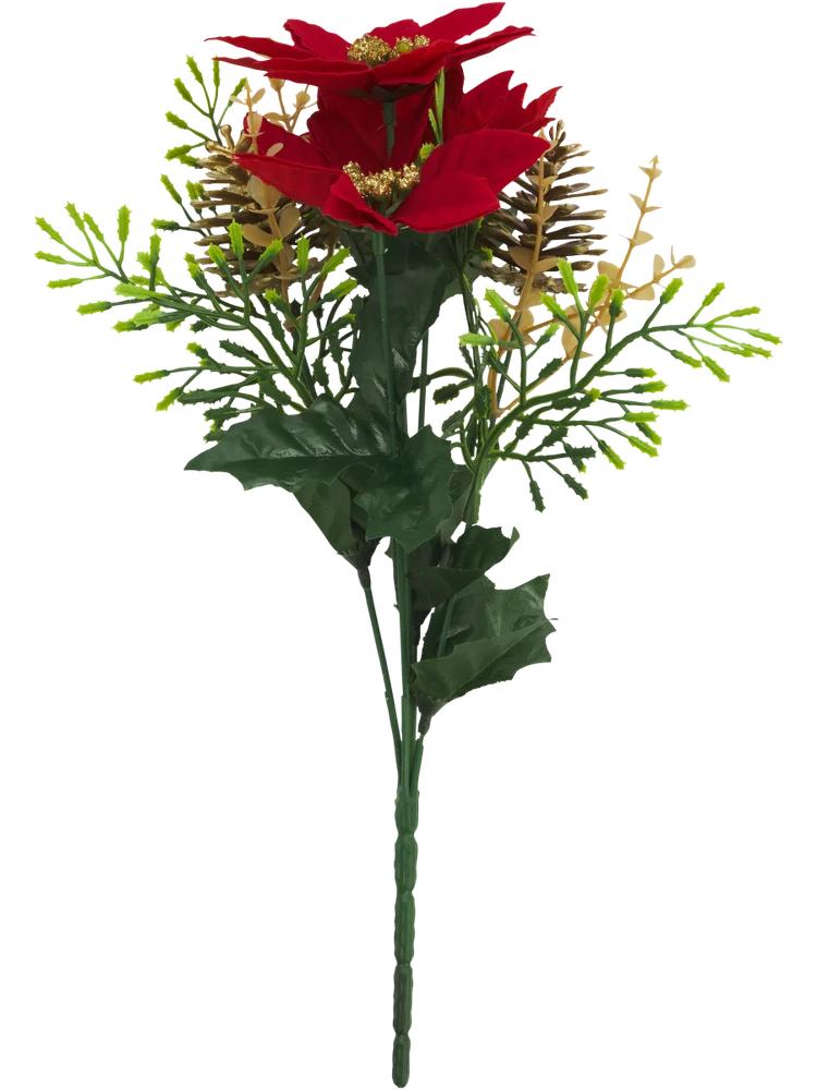 Poinsettia White & Red Artificial Flowers