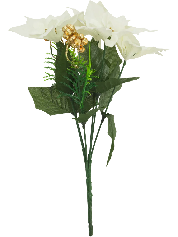 Poinsettia White & Red Artificial Flowers (1)