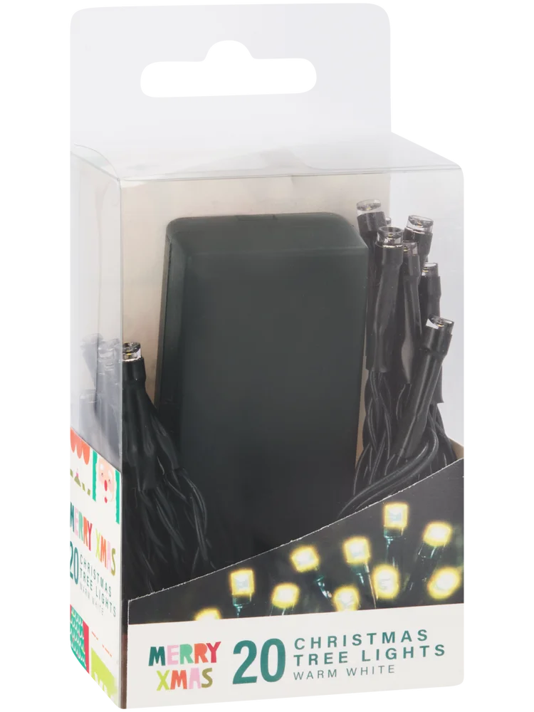 20 Warm White Bulb Christmas Tree Lights