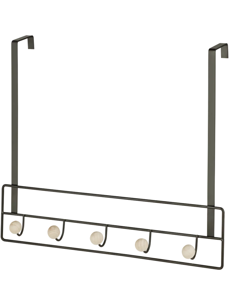 5 Pack Over The Door Metal Hook Black