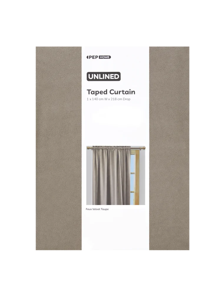 Taupe Unlined Taped Curtain