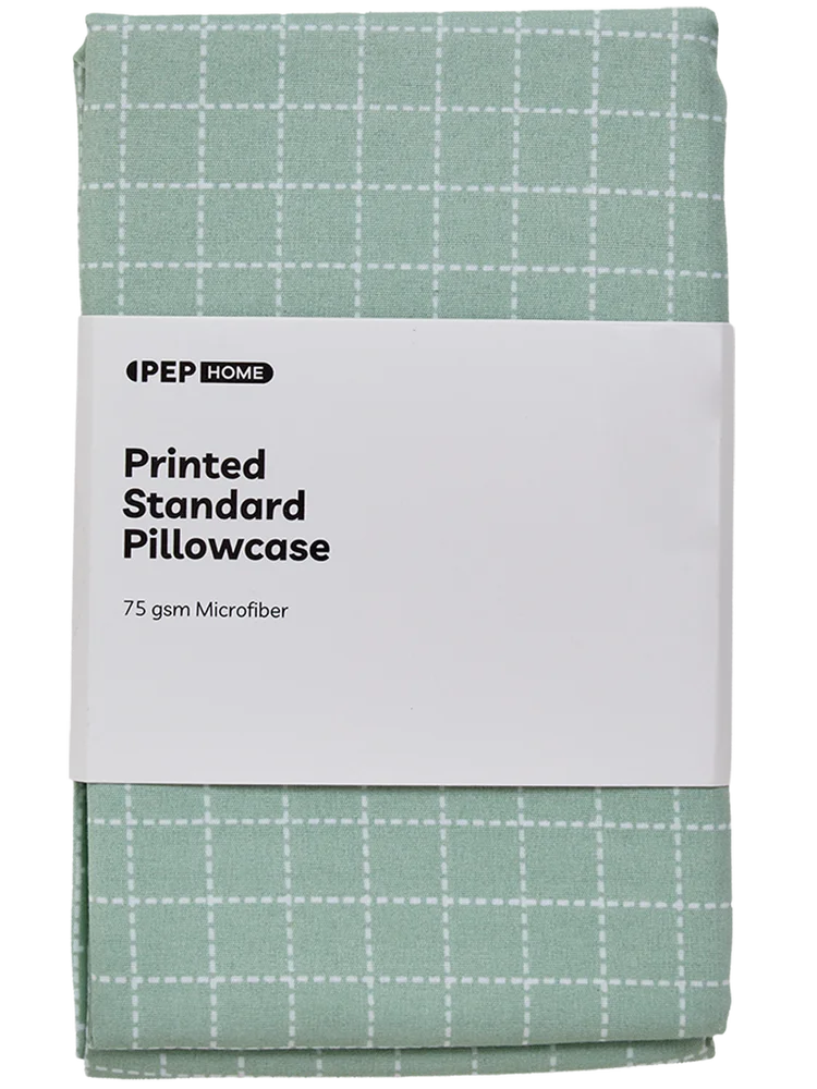 Light Green Standard Check Pillow Case