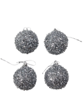 4 Pack White And Gold Tinsel Foam Baubles (3)