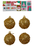 4 Pack White And Gold Tinsel Foam Baubles (2)