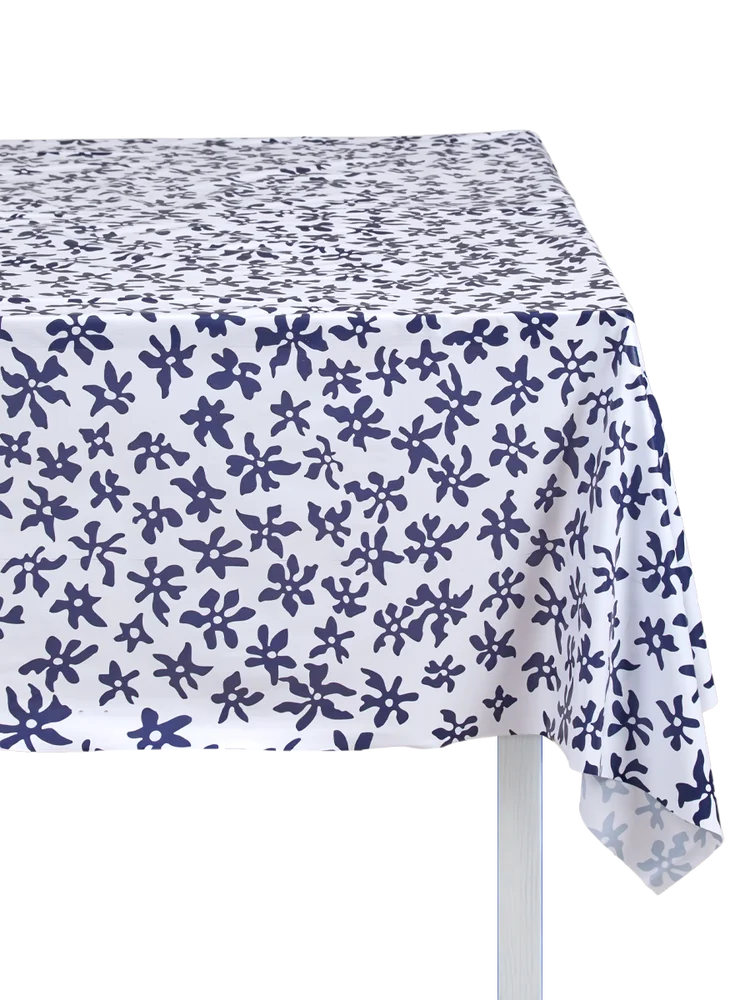Navy Ditsy Flower Tablecloth
