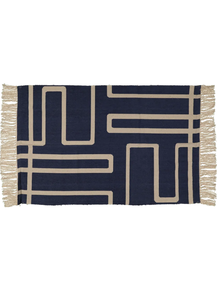 Medium Navy Printed Rug