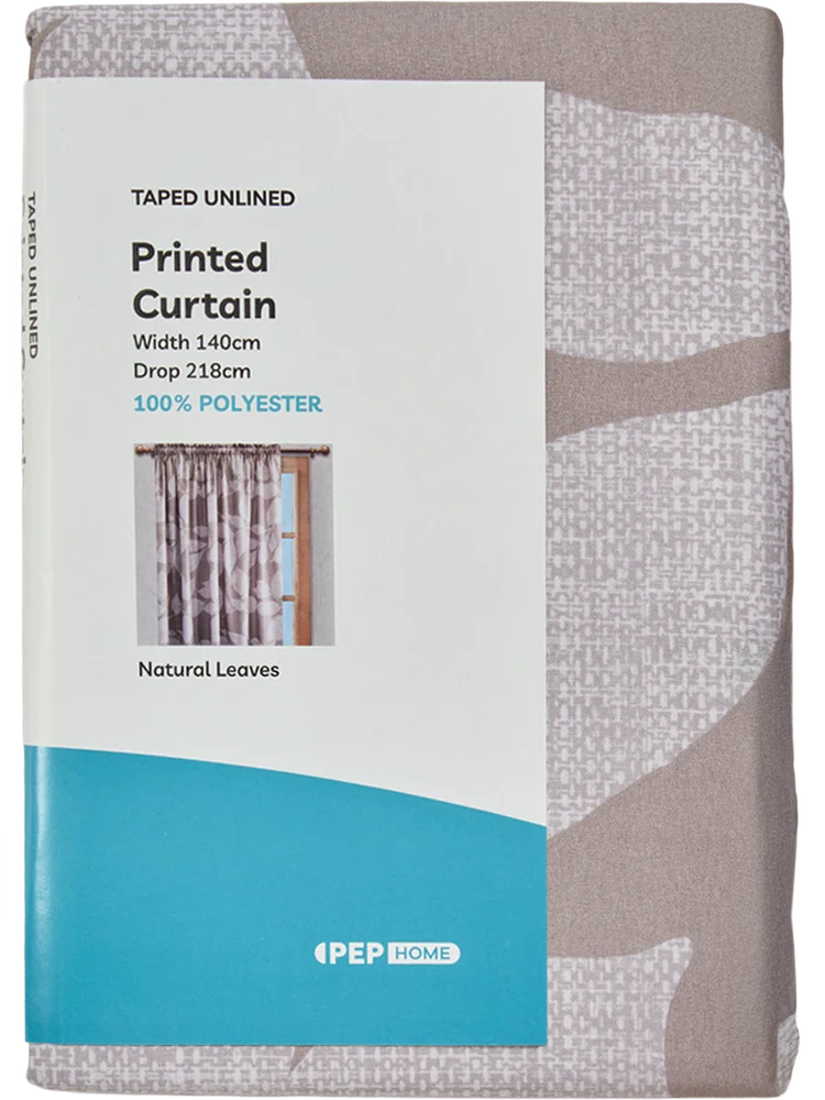 Leaves Printed Unlined Microfiber Curtain