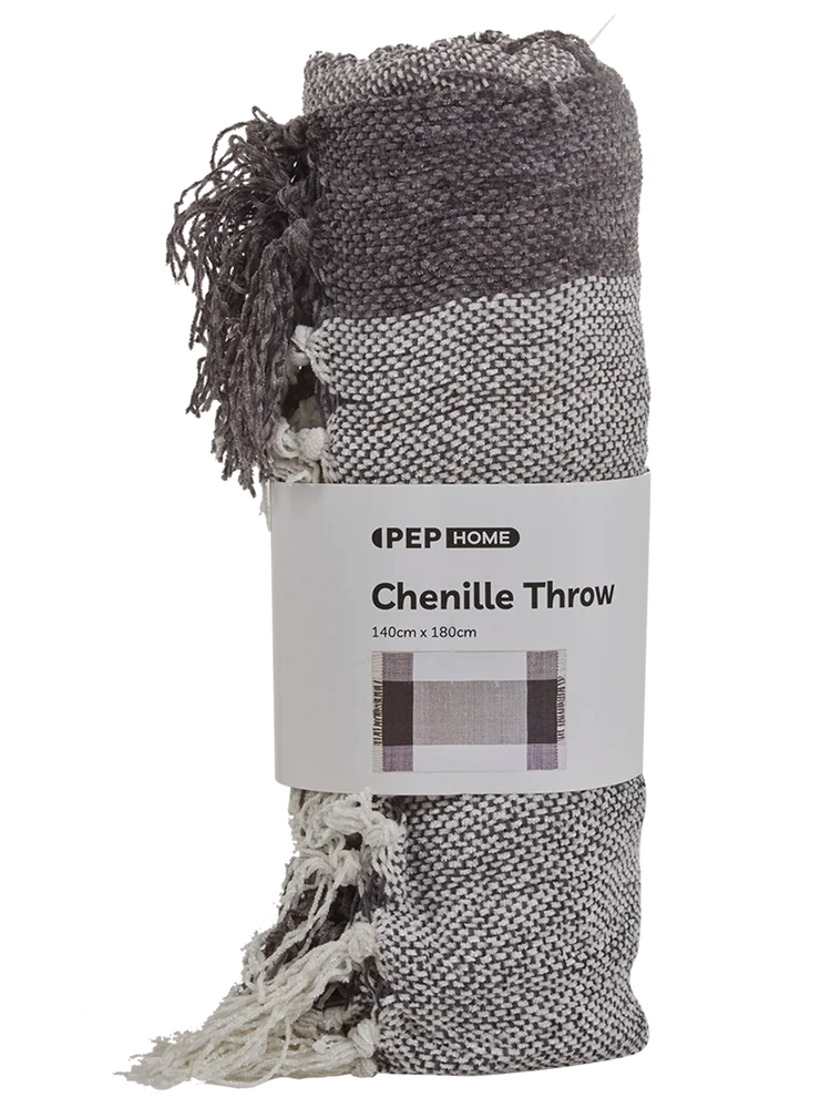 Chenille Grey And Cream