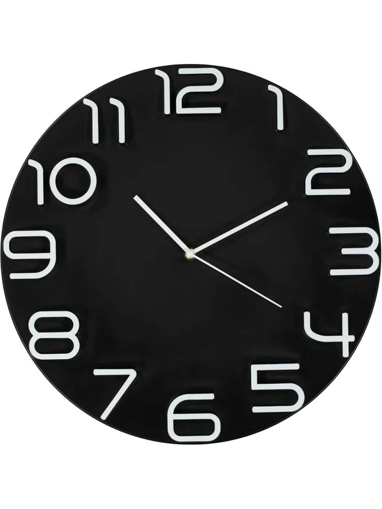 Frameless Black And White 3D Clock