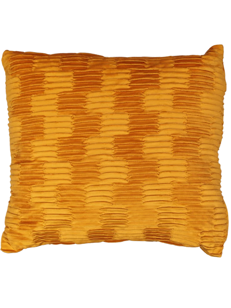 Yellow Velvet Pleated Scatter Cushion 45x45xm