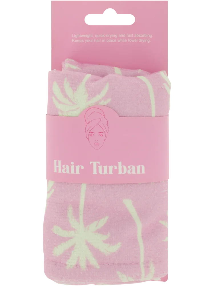 Pink Palm Printed Hair Turban