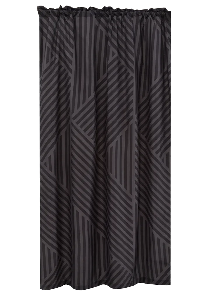 Charcoal Stripe Unlined Microfiber Curtain (1)
