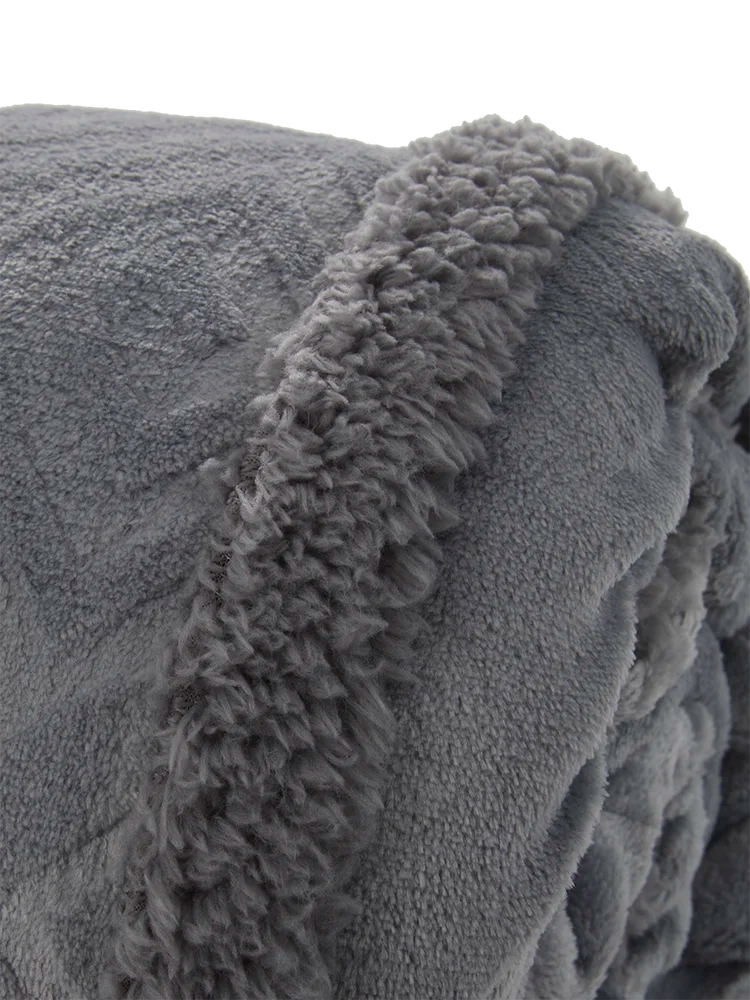 Double 2 Ply Grey Embossed Blanket