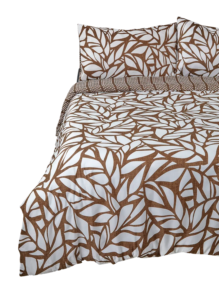 Queen Bed Tonal Leaf Duvet Cover