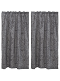 2 Pack Unlined Charcoal Leaf Curtain 140x218cm