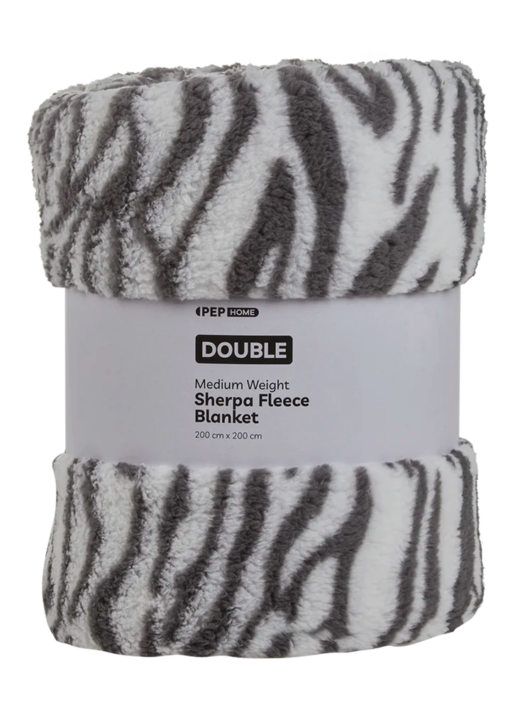 Teddy Animal Stripe Fleece Blanket