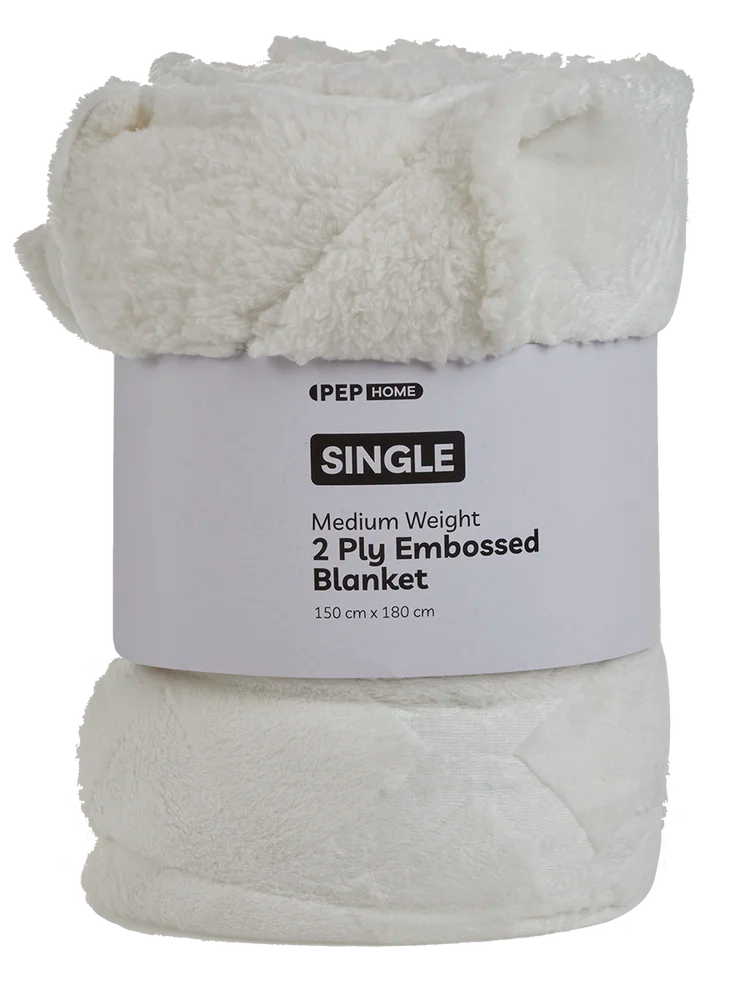 Single 2 Ply Cream Embossed Blanket