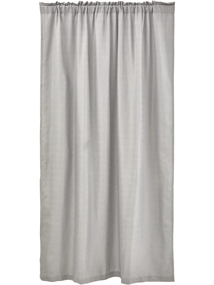 Grey Unlined Macro Linen Curtain 140x218cm (2)
