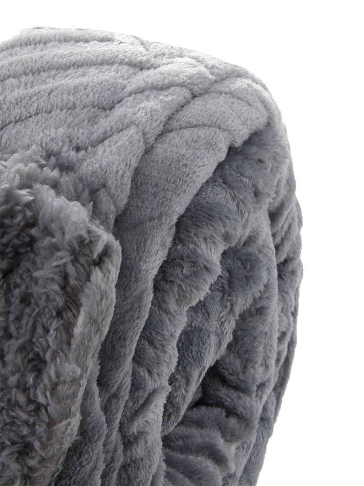 Single 2 Ply Grey Embossed Blanket 150x180cm