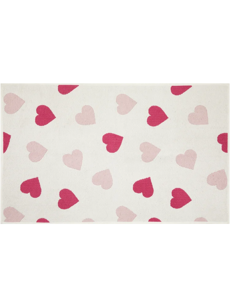 Kids Pink Woven Hearts Rug