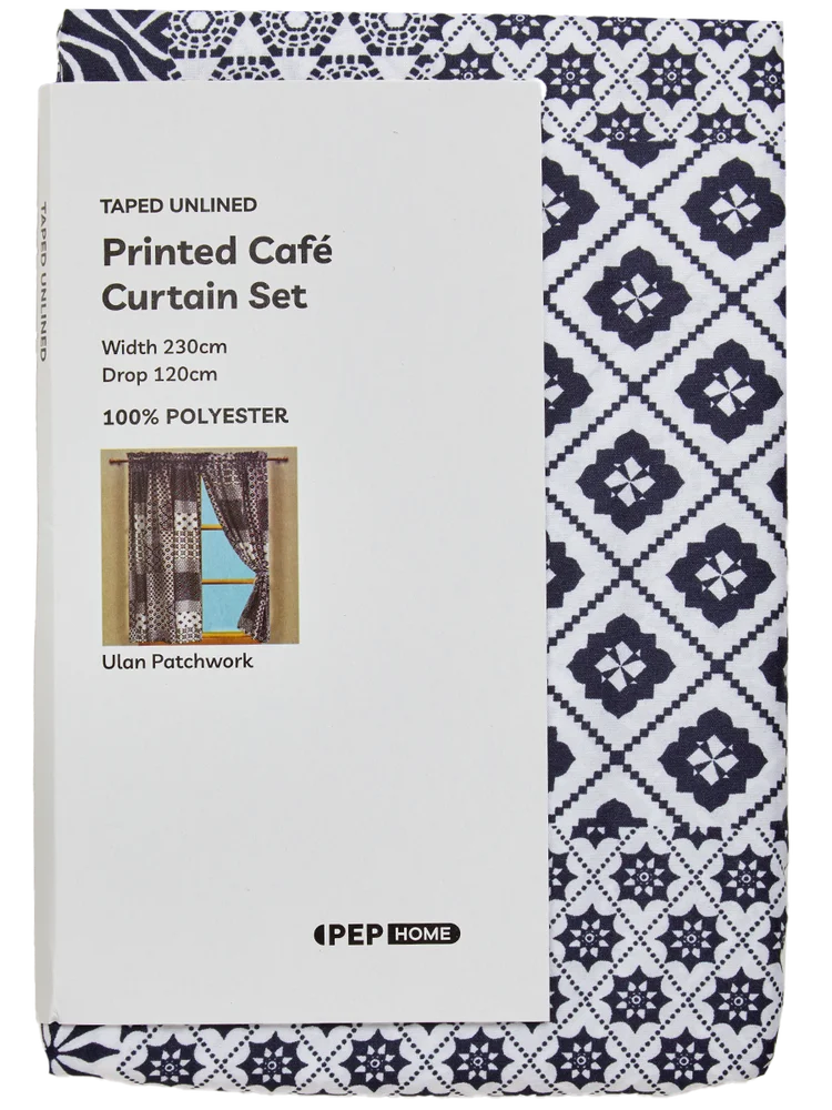 Blue Patchwork Microfibre Printed Cafe Set