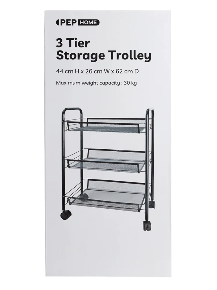 Black Metal Storage Cart 44x26x62cm