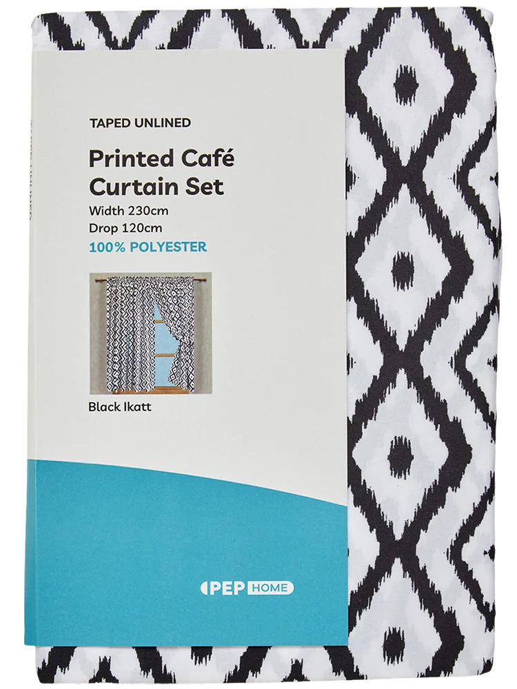 Black Microfibre Printed Cafe Set