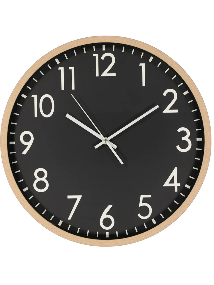 Black And Wood Rim Clock