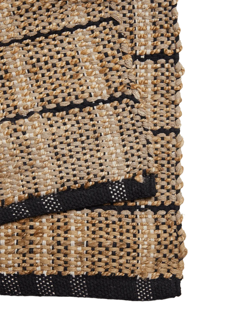 Cotton Jute Rug Natural And Black 100x140cm