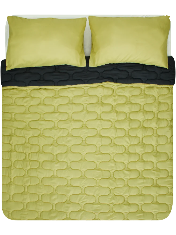 Charcoal And Green Quilted Comforter King