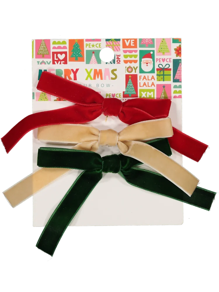 3 Pack Velour Bow