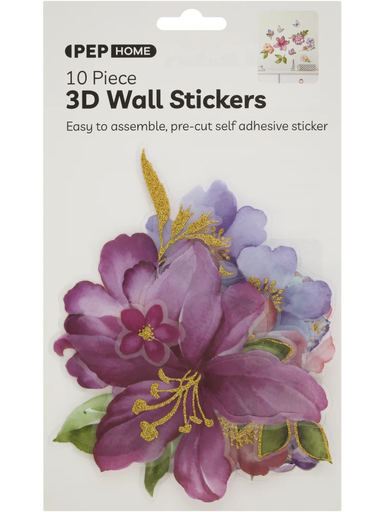 10 Piece 3D Flower Wall Stickers (1)