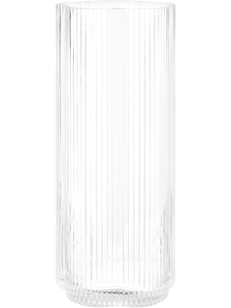 Flower Shaped Ribbed Glass Vase 11x9x25cm