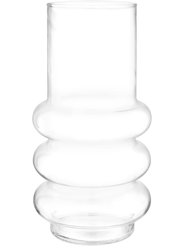 Round Wide Ringed Glass Vase 11x10x27cm