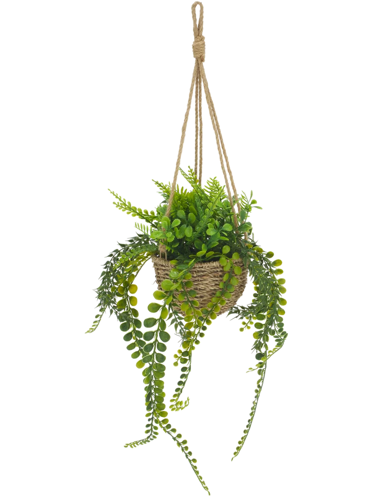Artificial Fan Hanging Potted Plant (1)