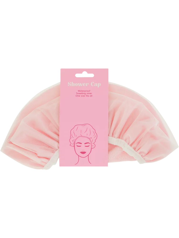 Pink Shower Cap With Toweling (1)