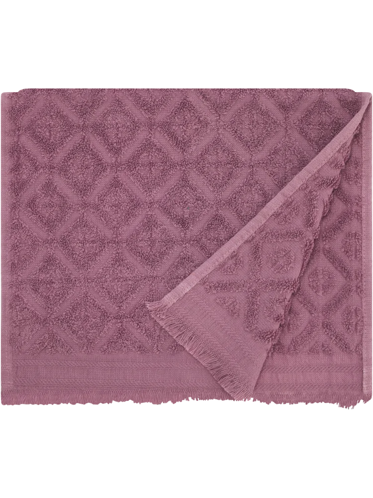 Mauve Textured Fringe Guest Towel