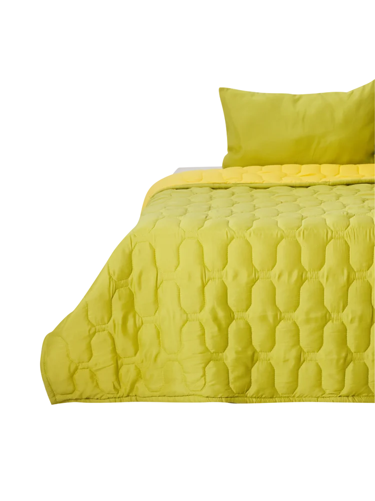 Lime Green Quilted Comforter Set Single Bed