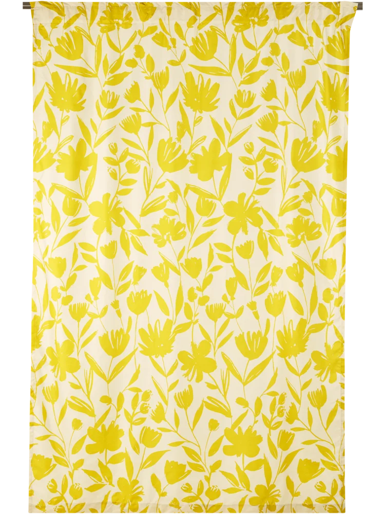 Yellow Flower Lined Curtain
