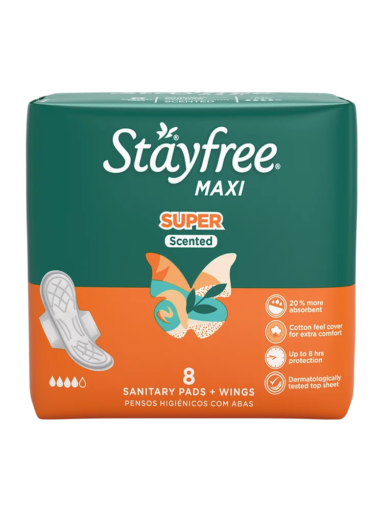 Stayfree Maxi Thick Super Wings 8s Scented