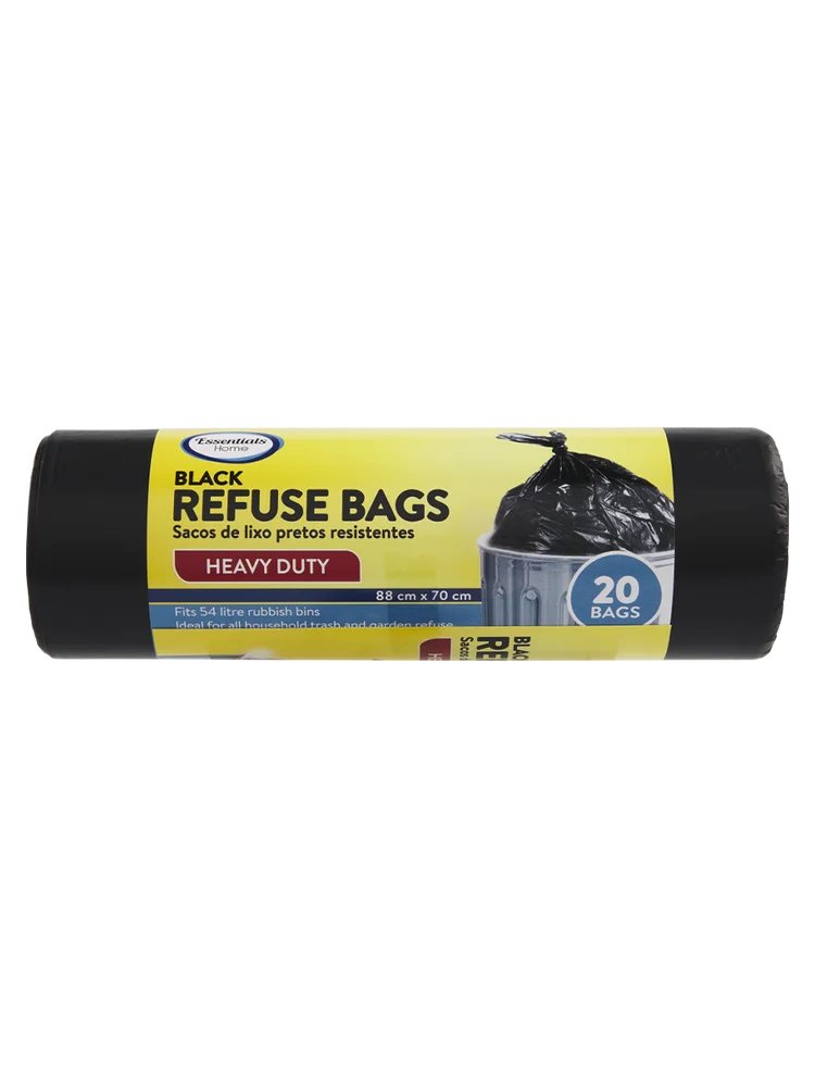 Essentials Home Garbage Bags 20s Black