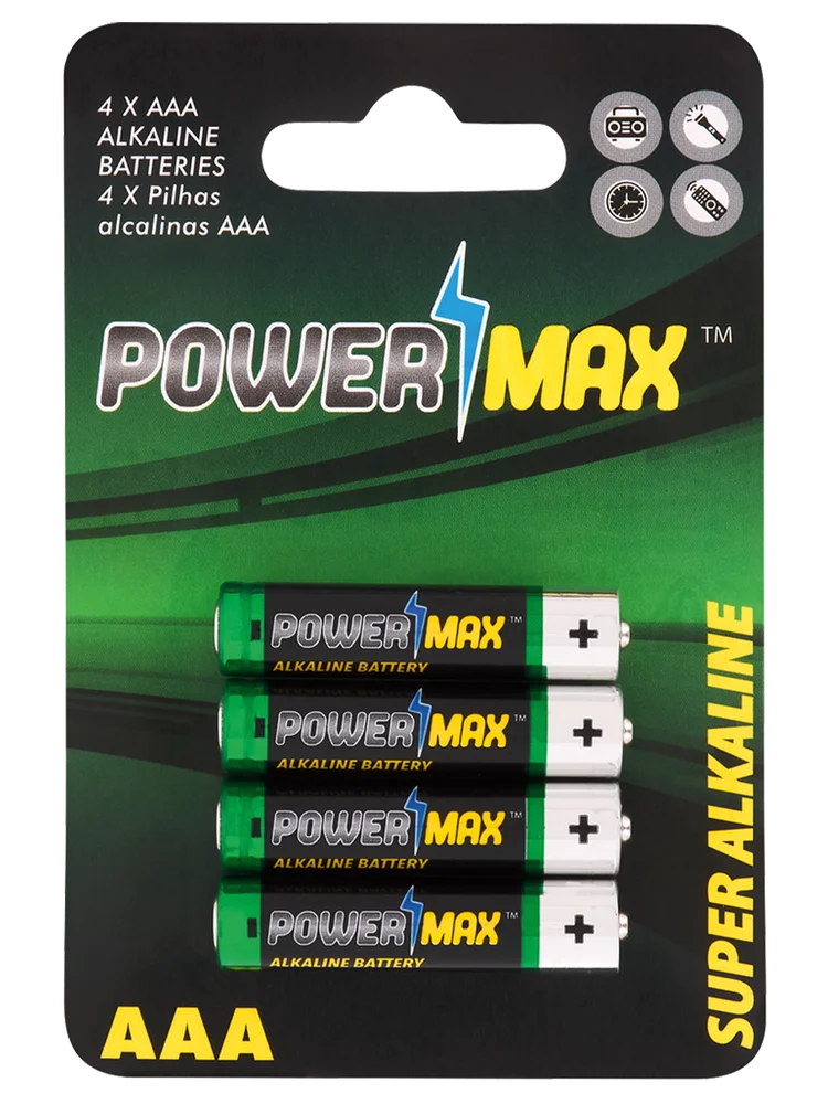 Powermax Alkaline AAA Batteries 4 Pack