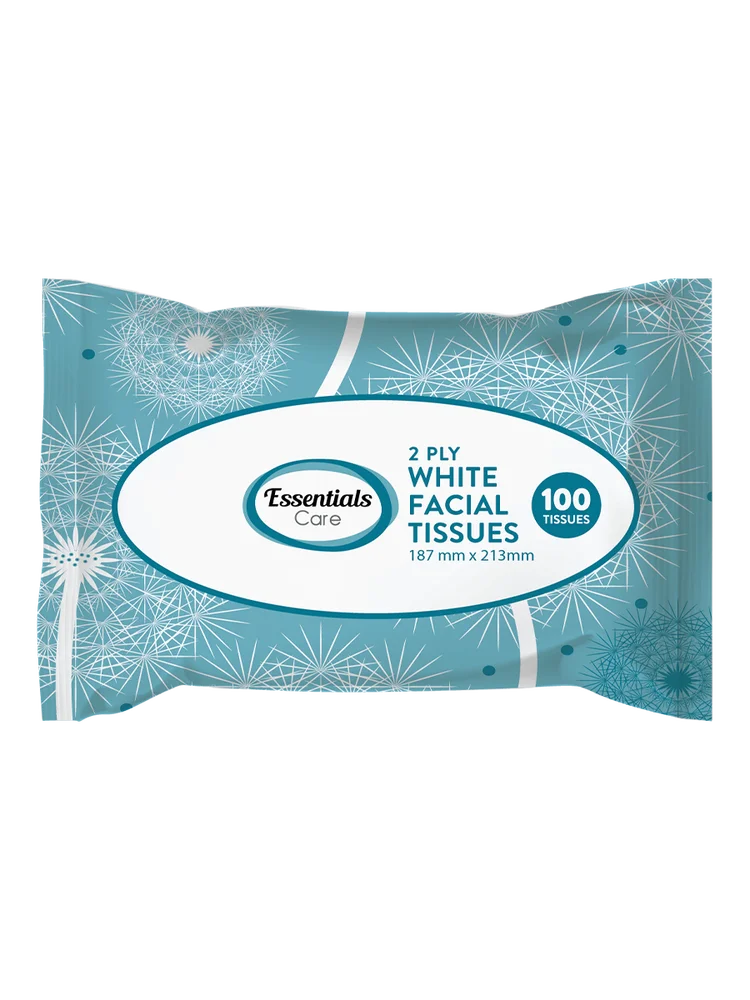 Essentials Care 2 Ply White Facial Tissues 100