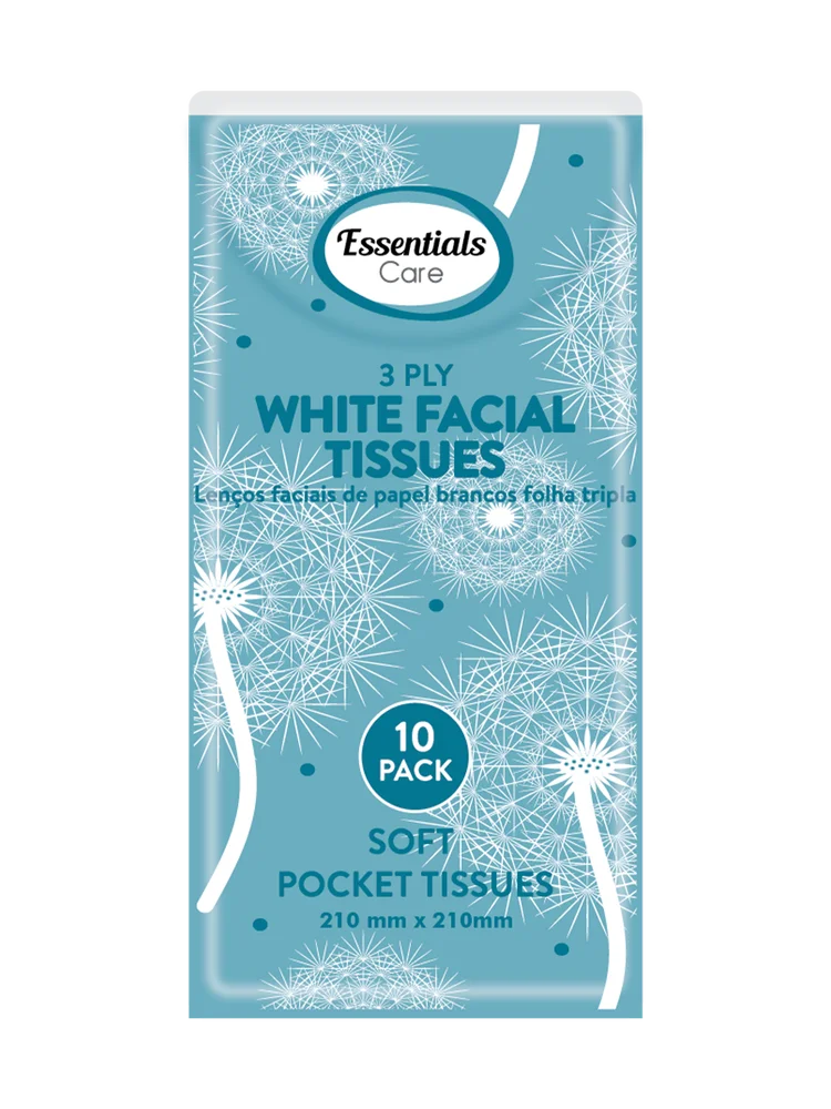 Essentials Care 2 Ply White Facial Tissues 10