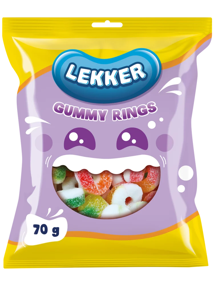 Lekker gummy Rings 70g Sweets
