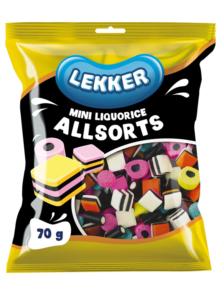 Lekker Mini Liquorice Allsorts 70g Sweets
